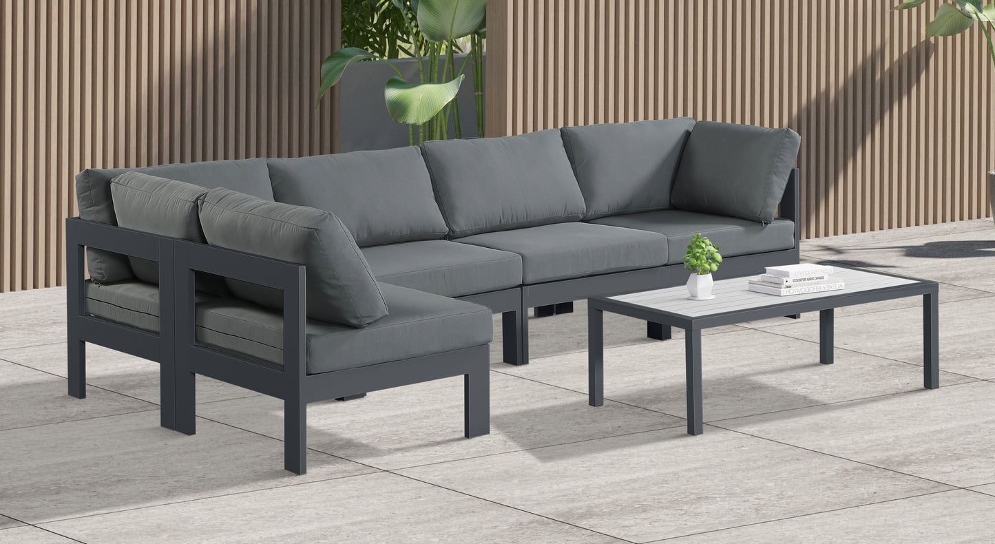 Nizuc - Outdoor Patio Modular Sectional 5 Piece - Grey - Fabric - Modern & Contemporary