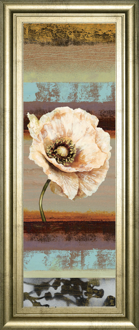 Elemental Poppy Il By Selina Werbelow - Framed Print Wall Art - Blue