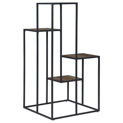 Rito - 4-Tier Multi-Display Shelf - Rustic Brown And Black