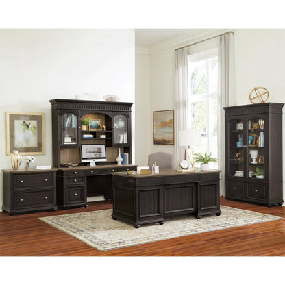 Regency - Executive Desk - Antique Oak / Matte Black