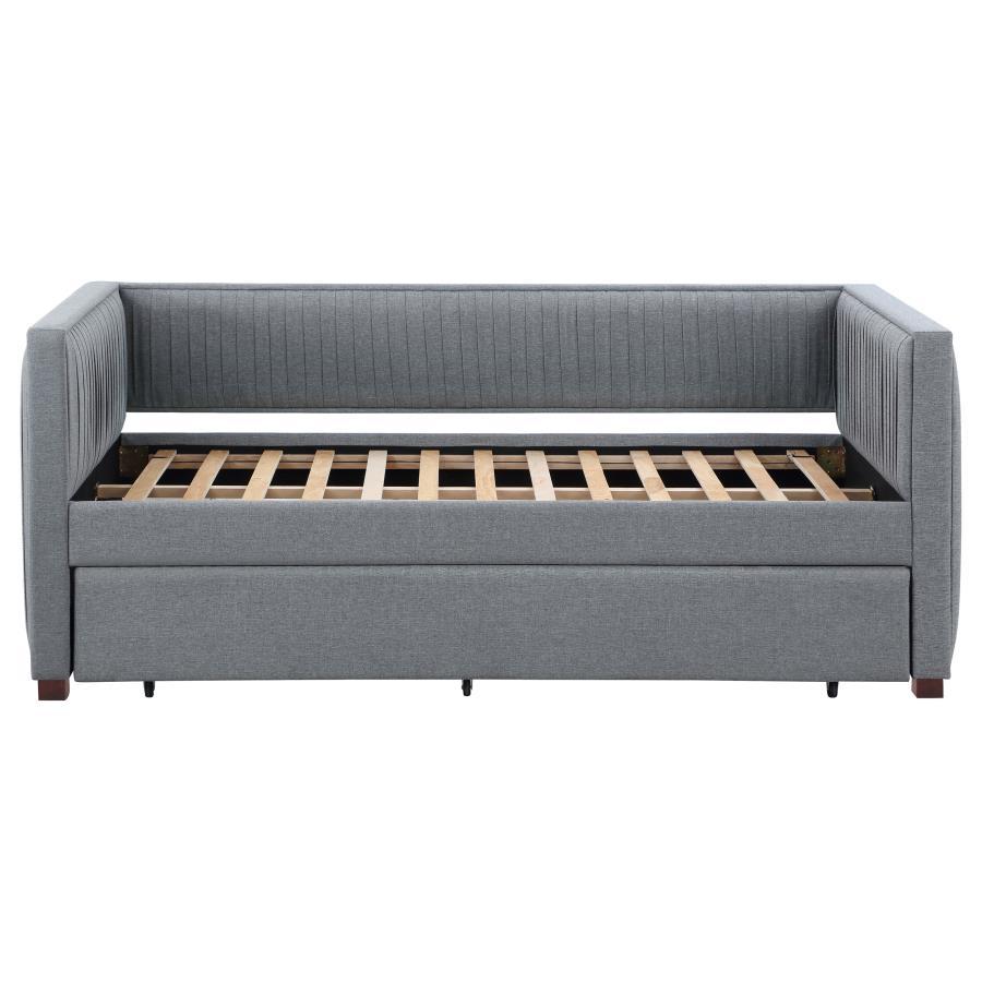 Brodie - Upholstered Twin Daybed With Trundle - Gray