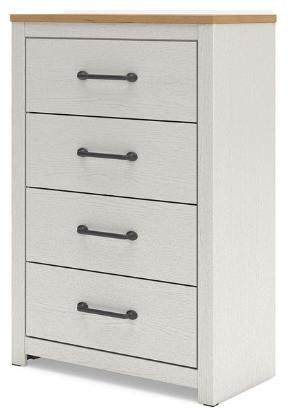 Linnocreek - White / Warm Brown - Four Drawer Chest