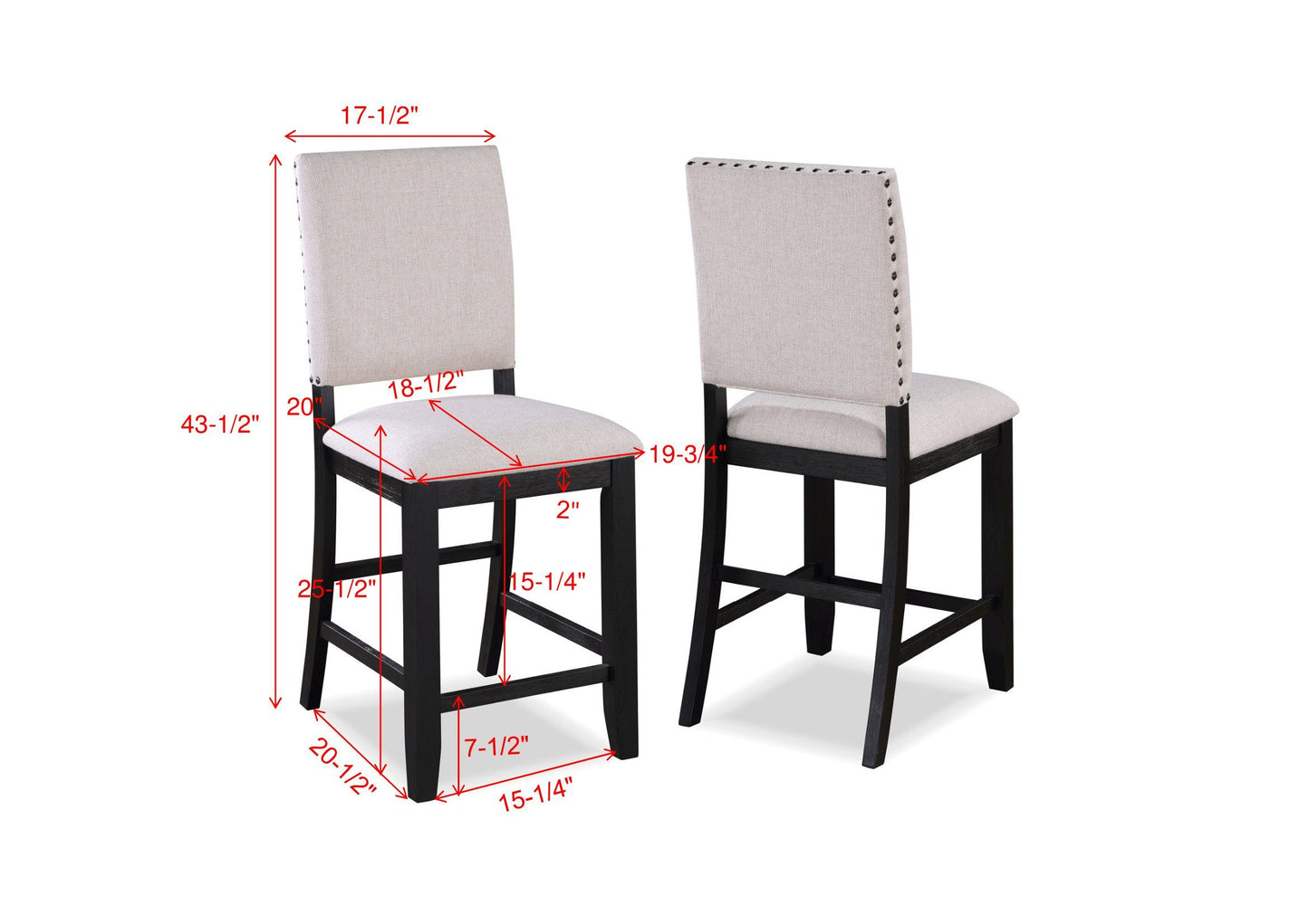 Regent - Counter Height Chair (Set of 2) - Charcoal Black