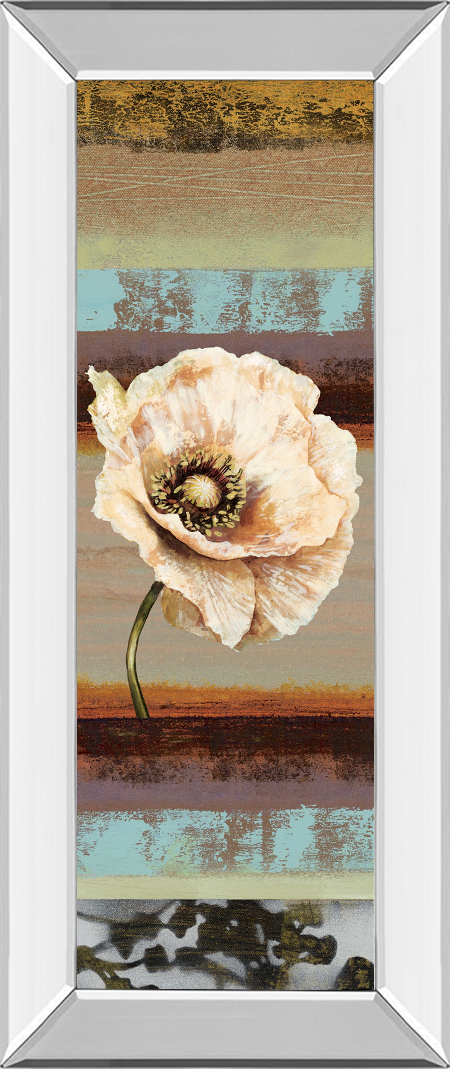 Elemental Poppy Il By Selina Werbelow - Mirror Framed Print Wall Art - Blue