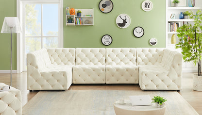 Tuft - Modular Sectional 6 Piece - Cream - Modern & Contemporary