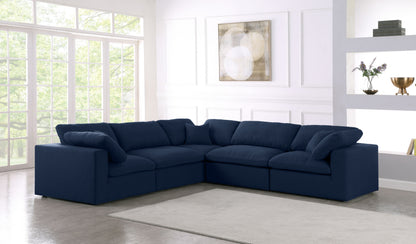 Serene - Cloud 5 Piece Modular Sectional - Navy