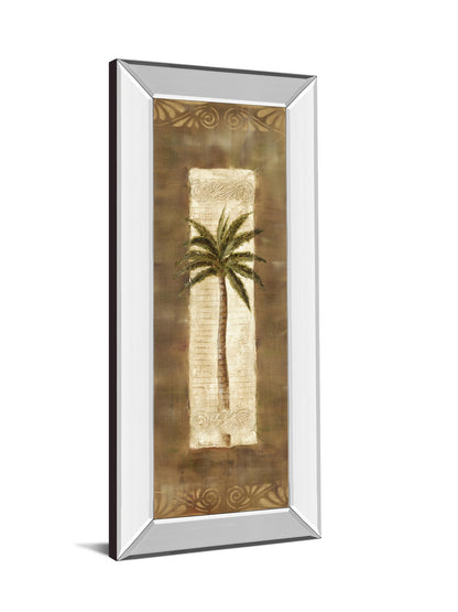 Scroll Palm Il By Carol Robinson - Mirror Framed Print Wall Art - Beige