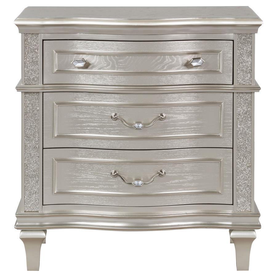 Evangeline - 3-Drawer Nightstand - Silver Oak