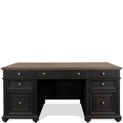 Regency - Executive Desk - Antique Oak / Matte Black