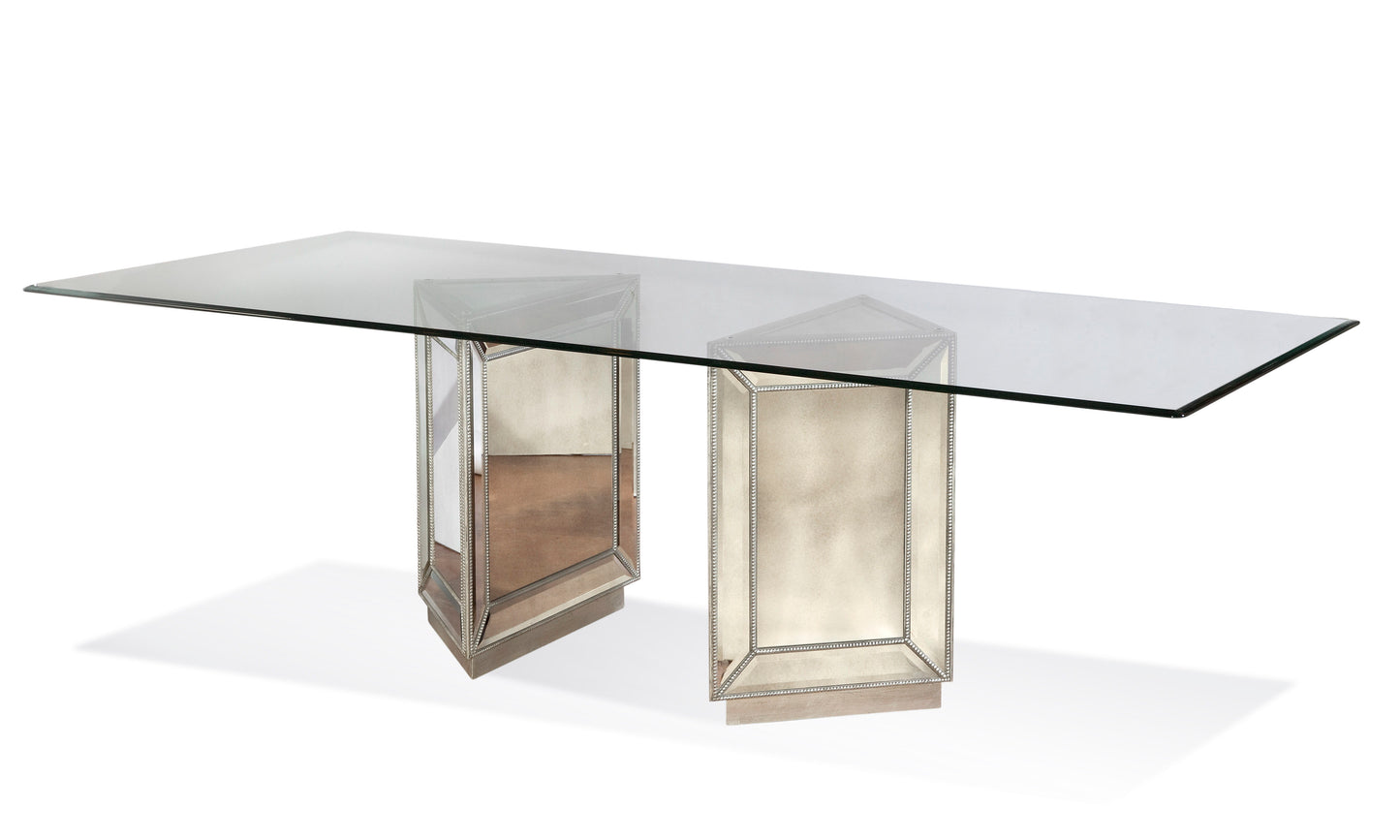 Murano - Double Pedestal Table - Pearl Silver