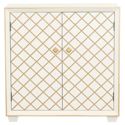 Belinda - 2 Door Storage Accent Cabinet - White And Gold