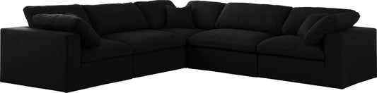 Serene - Linen Textured Fabric Deluxe Comfort Modular Sectional - Black - Fabric