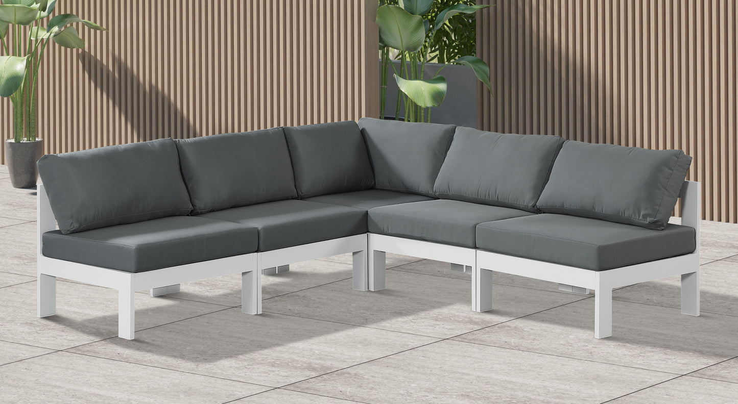 Nizuc - Outdoor Patio Modular Sectional 5 Piece - Grey - Modern & Contemporary