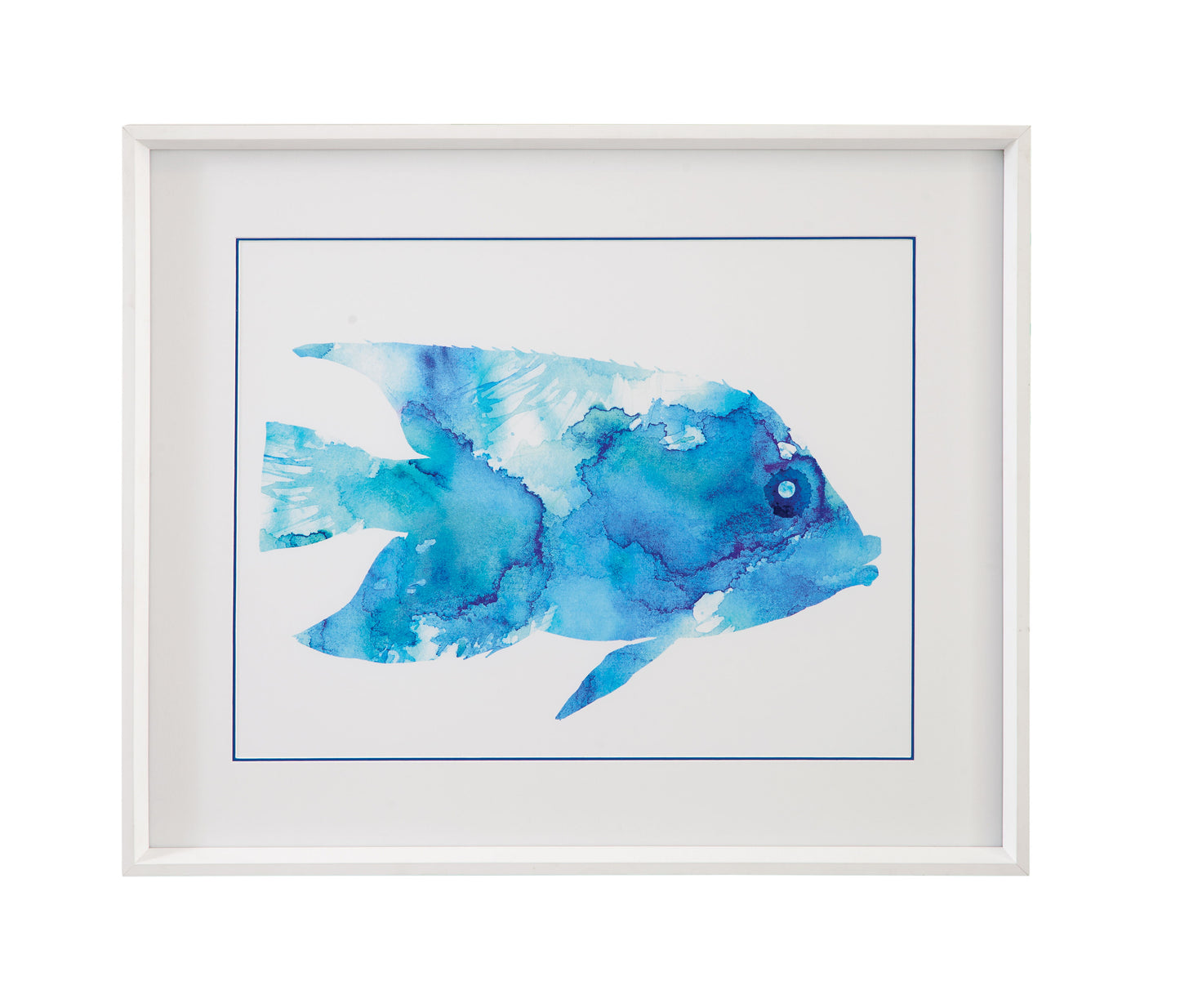 Watercolor Fish - II Framed Print - Blue / White