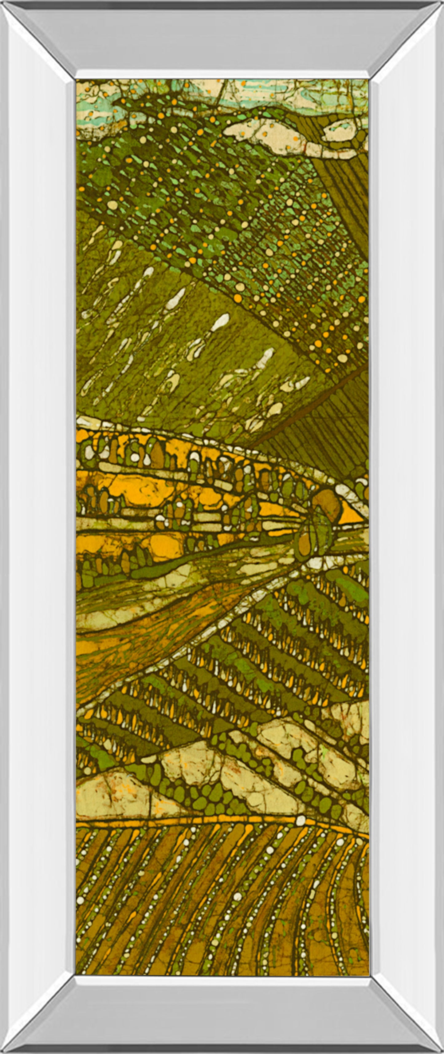 Vineyard Batik I By Andrea Davis - Mirror Framed Print Wall Art - Green