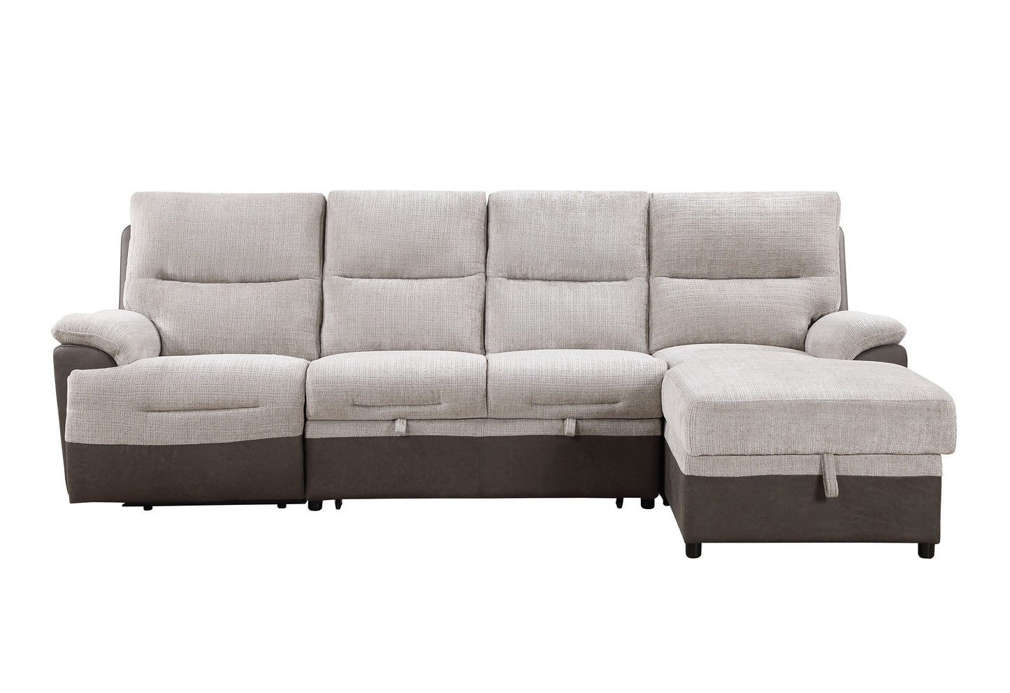 U3822 - Sectional With Pullout And USB - Beige / Brown