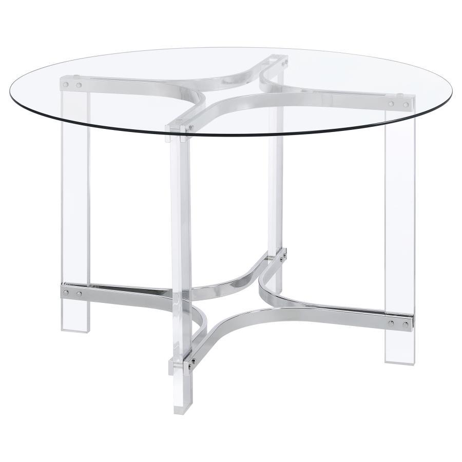 Keeling - Round Glass Top Acrylic Dining Table - Chrome