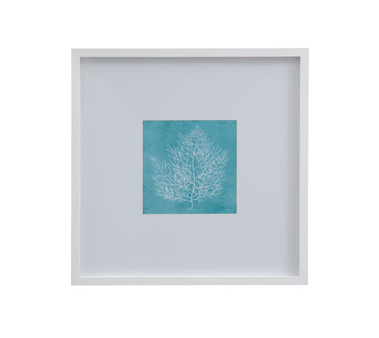 White Coral On Blue - I Framed Print - Blue / White