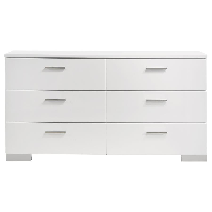 Felicity - 6-Drawer Dresser - White High Gloss