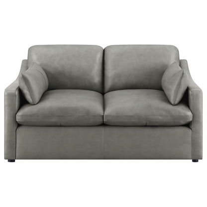 Grayson - Leather Upholstered Sloped Arm Loveseat - Gray