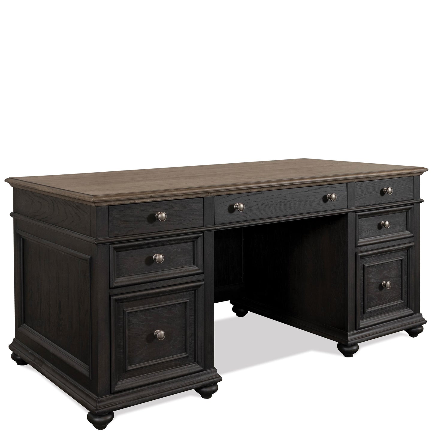 Regency - Executive Desk - Antique Oak / Matte Black