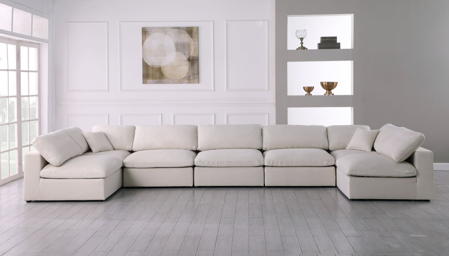 Plush - Velvet Standart Comfort Modular Sectional 7 Piece - Cream