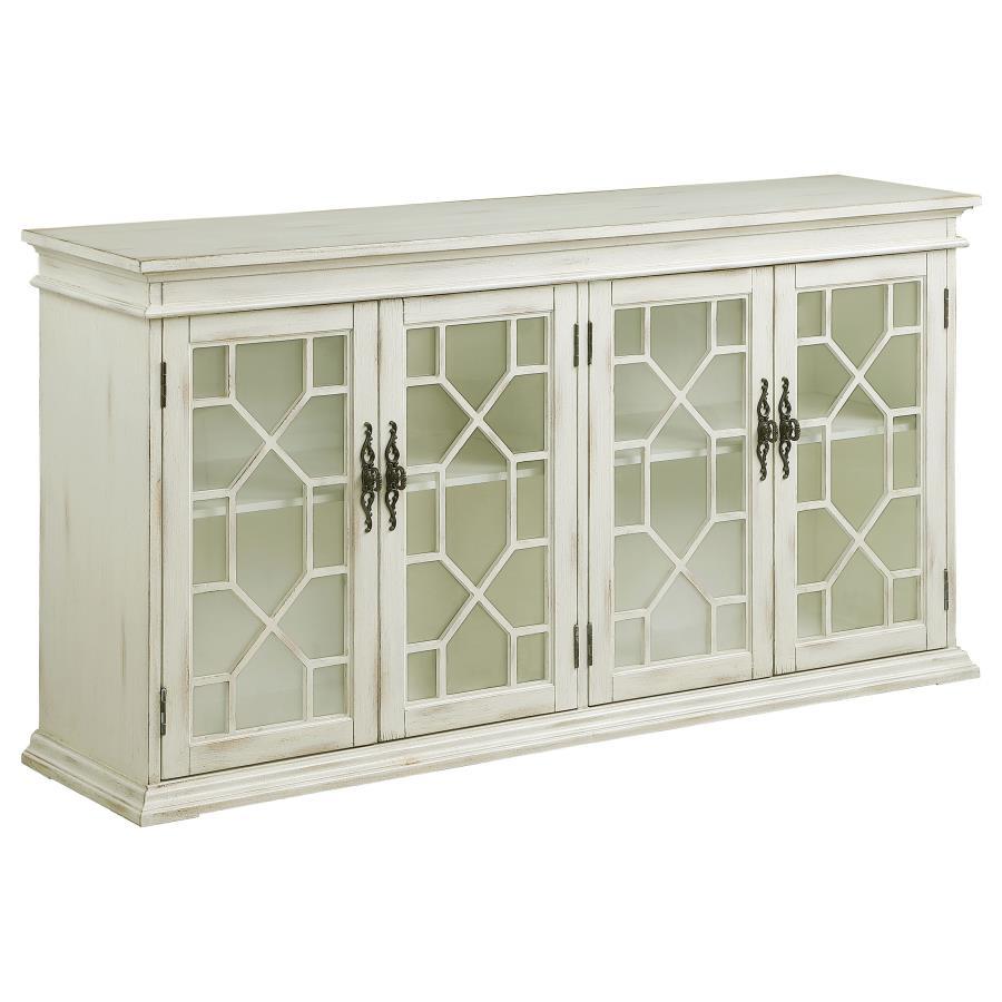 Kiara - 4-Door Wood Lattice Storage Accent Cabinet