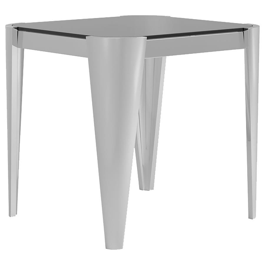 Desmond - Square Glass Top End Table - Pearl Silver