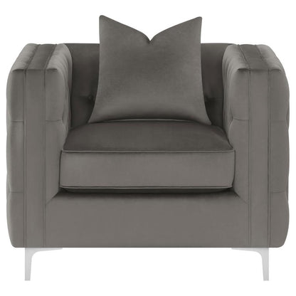 Phoebe - Upholstered Tuxedo Arm Tufted Chair - Urban Bronze