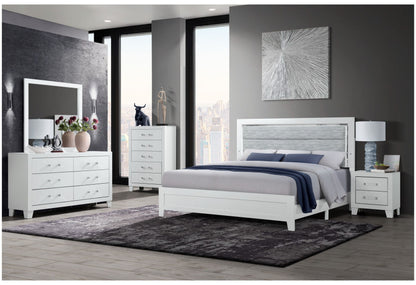 Luccia - 5 Piece King Bedroom Set With LED - White