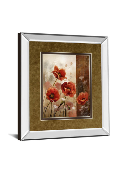 Wild Poppies Il By Conrad Knutsen - Mirror Framed Print Wall Art - Red