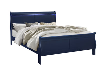 Charlie - 5 Piece King Bedroom Set With LED - Blue