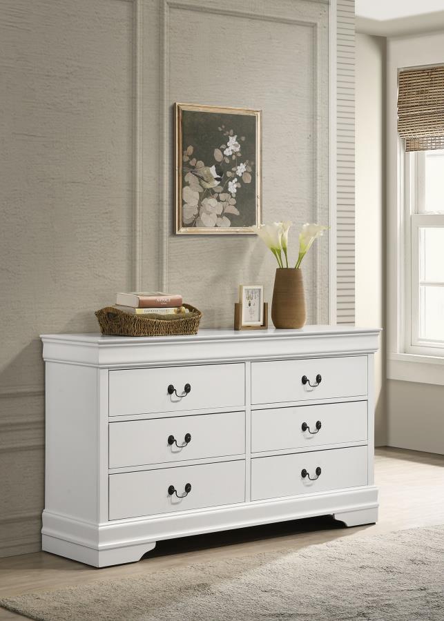 Louis Philippe - 6 Drawer Dresser - White