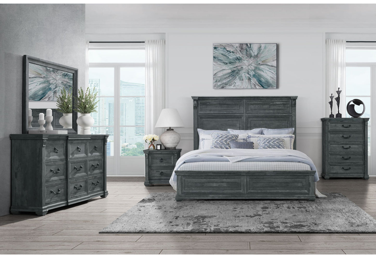 Tatum - 5 Piece Queen Bedroom Set Without Storage - Gray