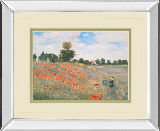 Wild Poppies, Near Argenteuil By Claude Monet - Mirror Framed Print Wall Art - Orange