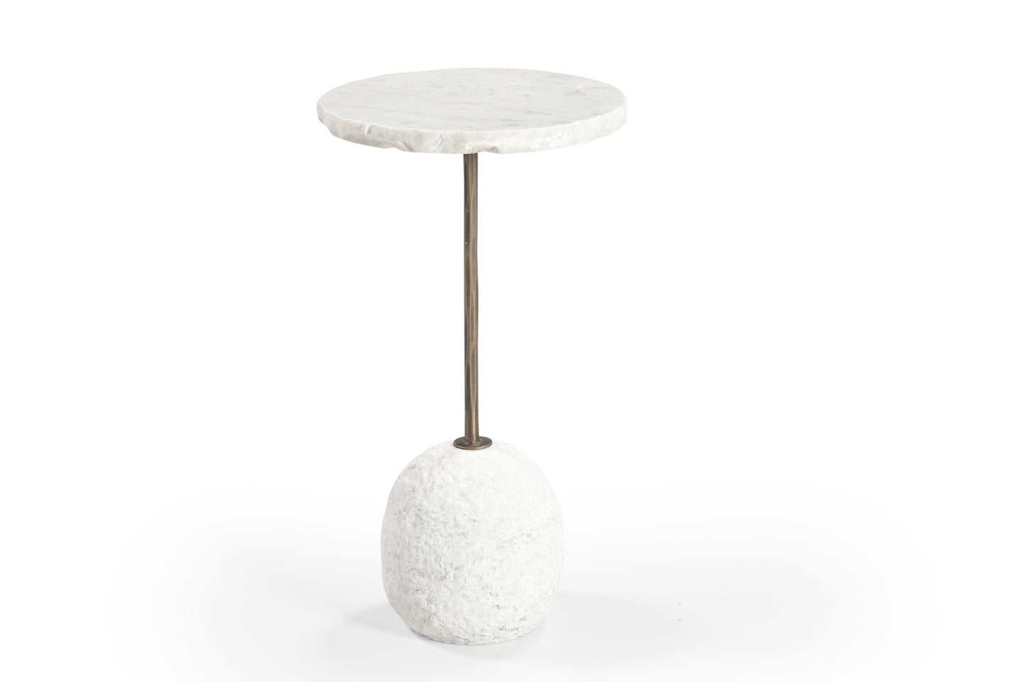 Aeirith - Accent Table - Natural Edge White Marble / Antique Brass