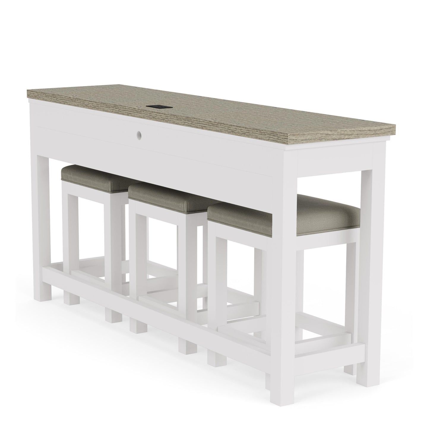 Cora - Sofa Table With 3 Stools - Cloud / Fog