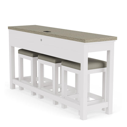 Cora - Sofa Table With 3 Stools - Cloud / Fog