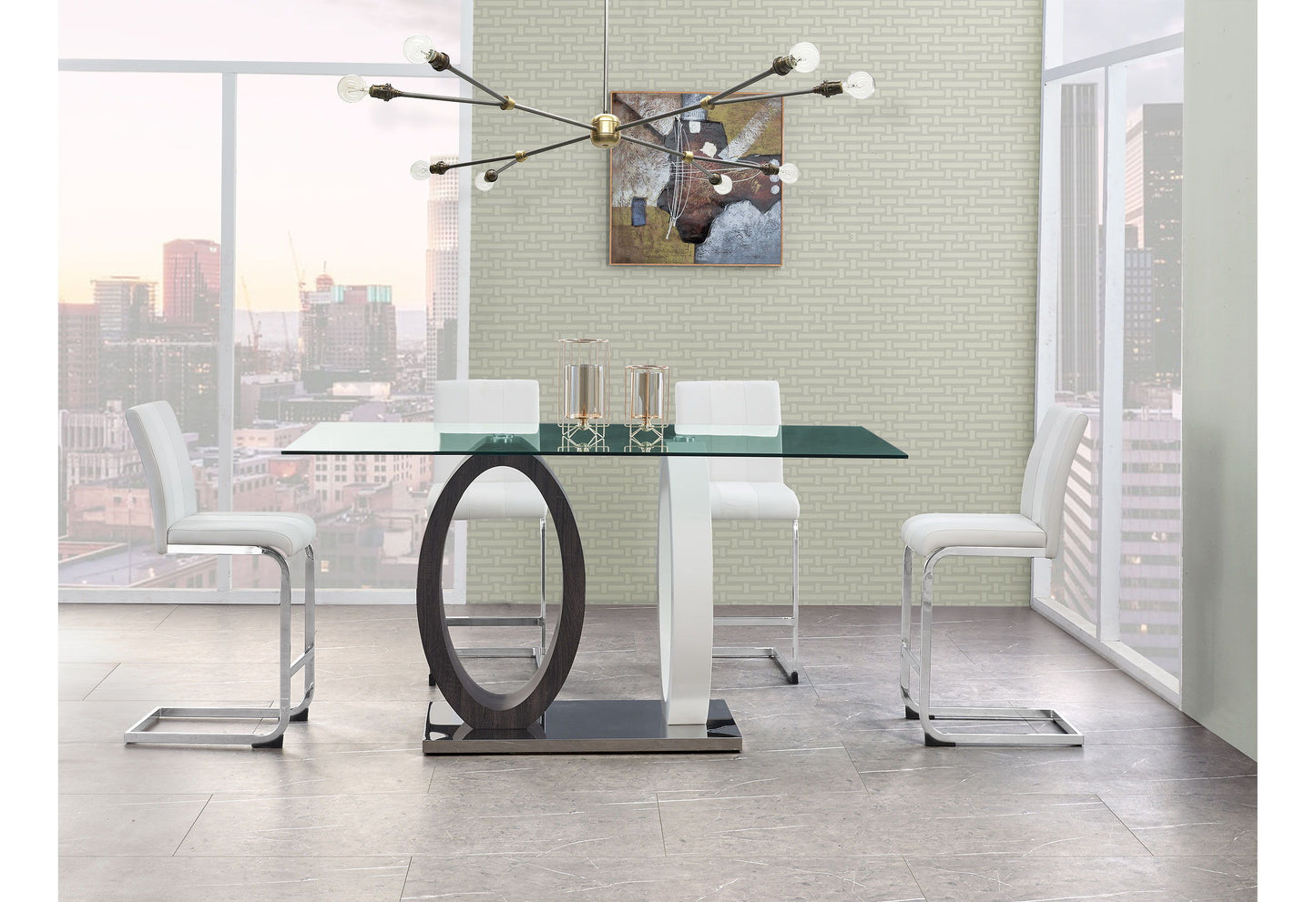 D1628 - Square Bar Table - Clear / Dark Gray / Silver / White