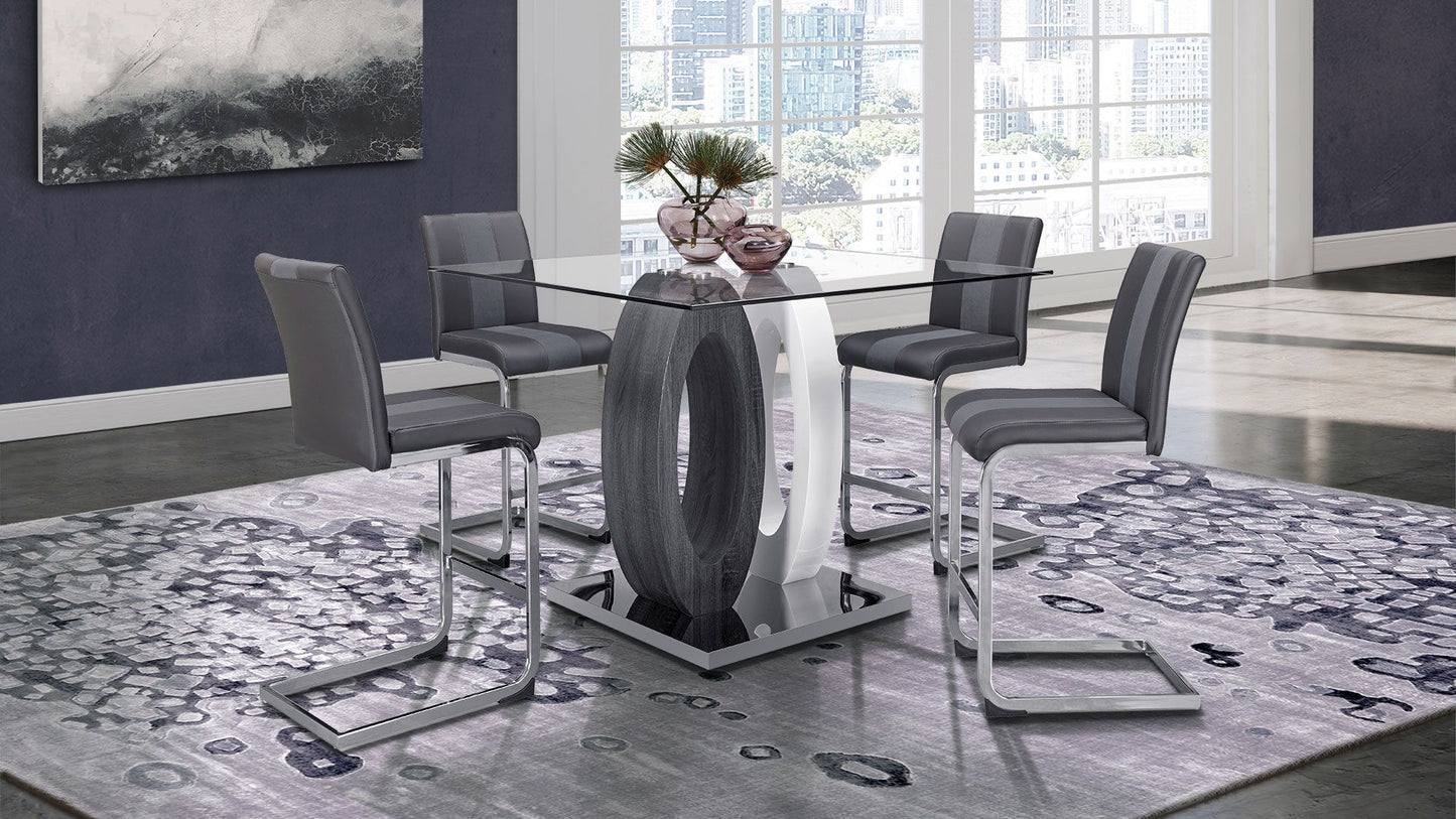 D1628 Square Bar Table And Four D915 Bar Stools - Gray