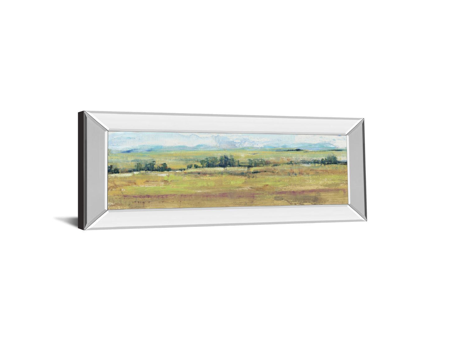 Distant Treeline Panel II By Tim Otoole - Mirror Framed Print Wall Art - Dark Brown