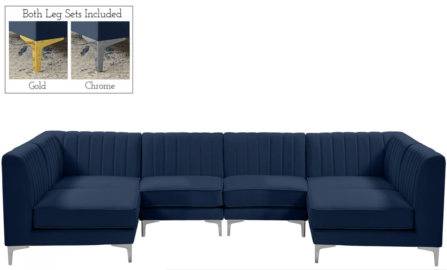 Alina - Modular Sectional 6 Piece - Navy - Fabric