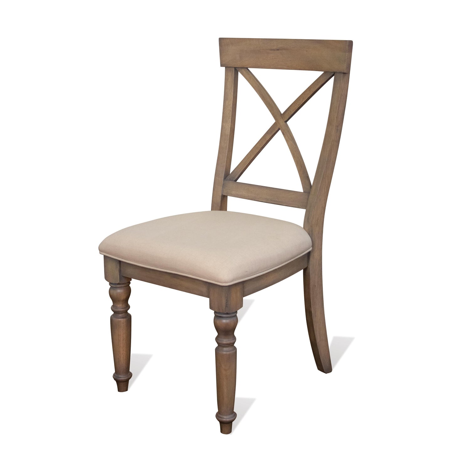 Aberdeen - X-Back Upholstered Side Chair (Set of 2) - Weathered Driftwood