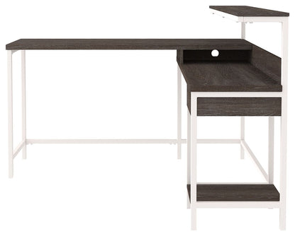 Dorrinson - White / Black / Gray - L-desk With Storage