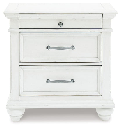 Kanwyn - Whitewash - Three Drawer Night Stand