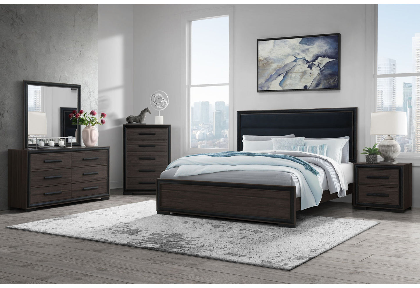 Amelia - 5 Piece Full Bedroom Set - Brown