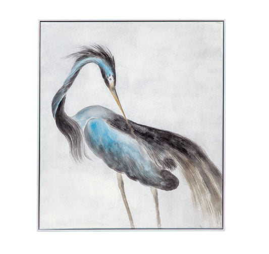 Louisiana Heron - Canvas Art - Blue / Pearl Silver