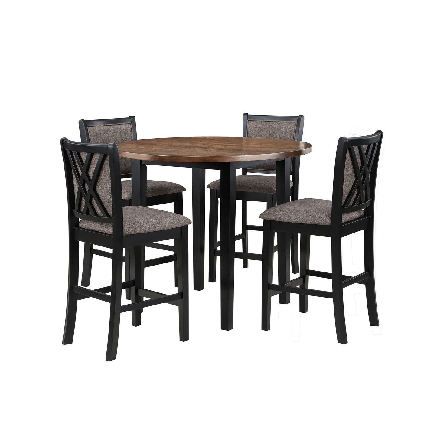 Potomac - 5 Piece Round Counter Dining Set (Table & 4 Chairs) - Brown / Black