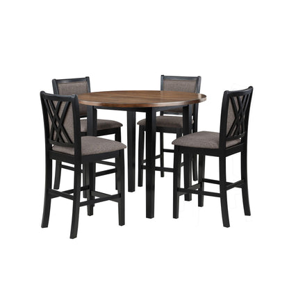 Potomac - 5 Piece Round Counter Dining Set (Table & 4 Chairs) - Brown / Black