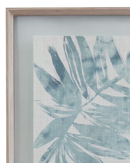 Burlap Ocean Palm - I Framed Print - Light Blue